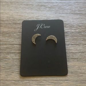 J Crew Pave’ Crystal moon stud earrings